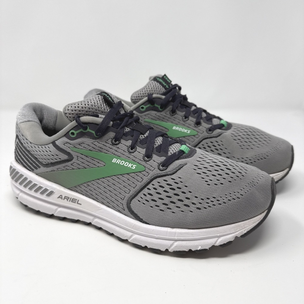 Brooks Ariel 20 Womens Size 9 Running Shoes Grey Green Stability Sneakers